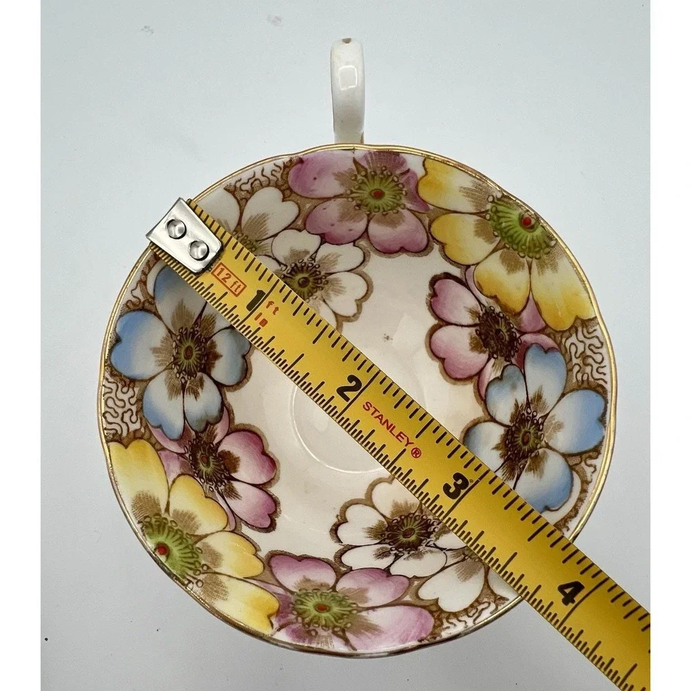 Victoria C and E Bone China England Teacup & Saucer Set  Annette Floral Flowers